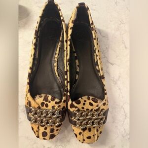 Tory Burch Leopard Print Chain Loafers